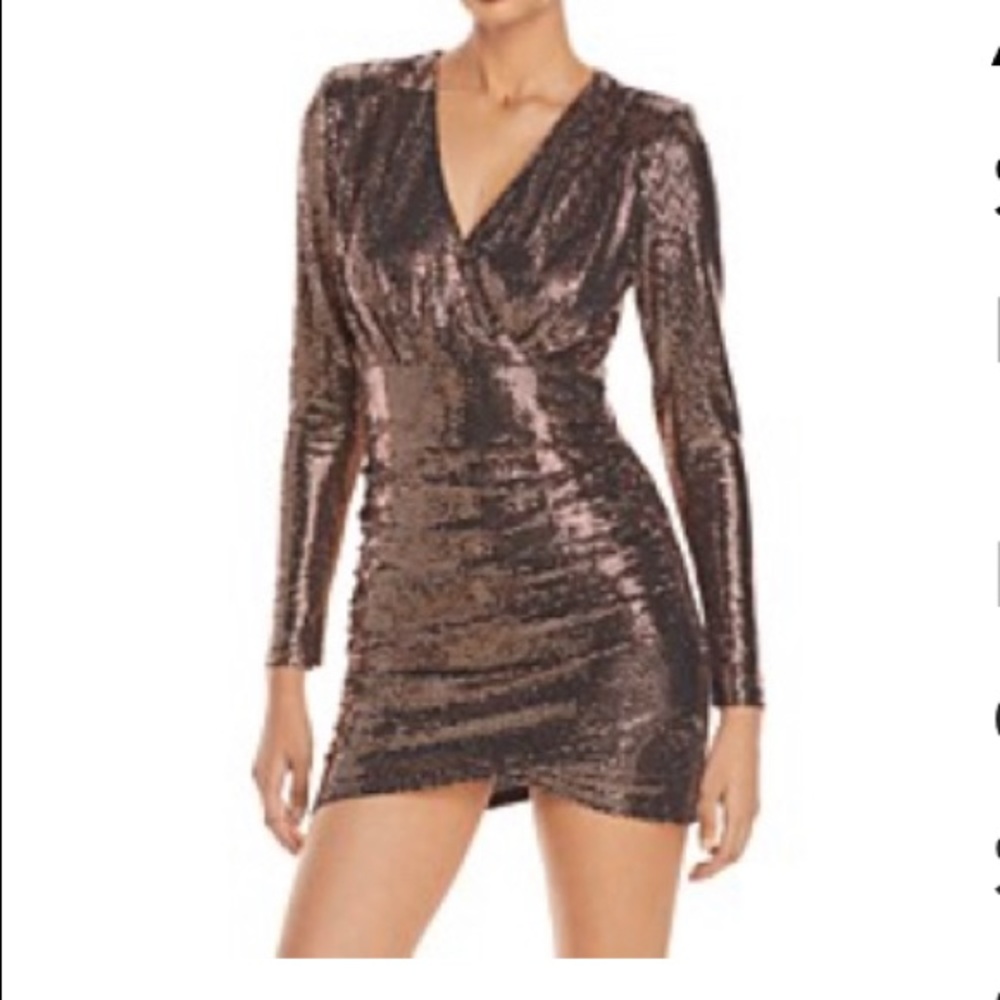 Aqua V neck mini sequin dress